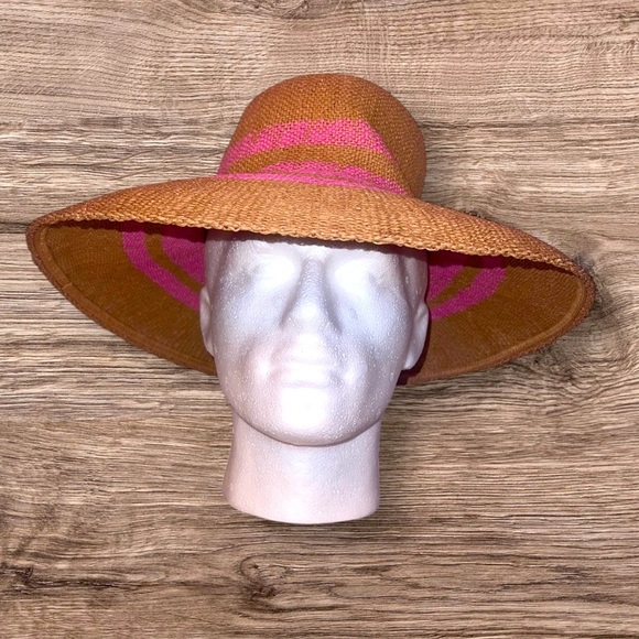 New with Tags Stylish Brown and Pink Women's Summer wide brim Sun Visor Hat - Picture 3 of 5